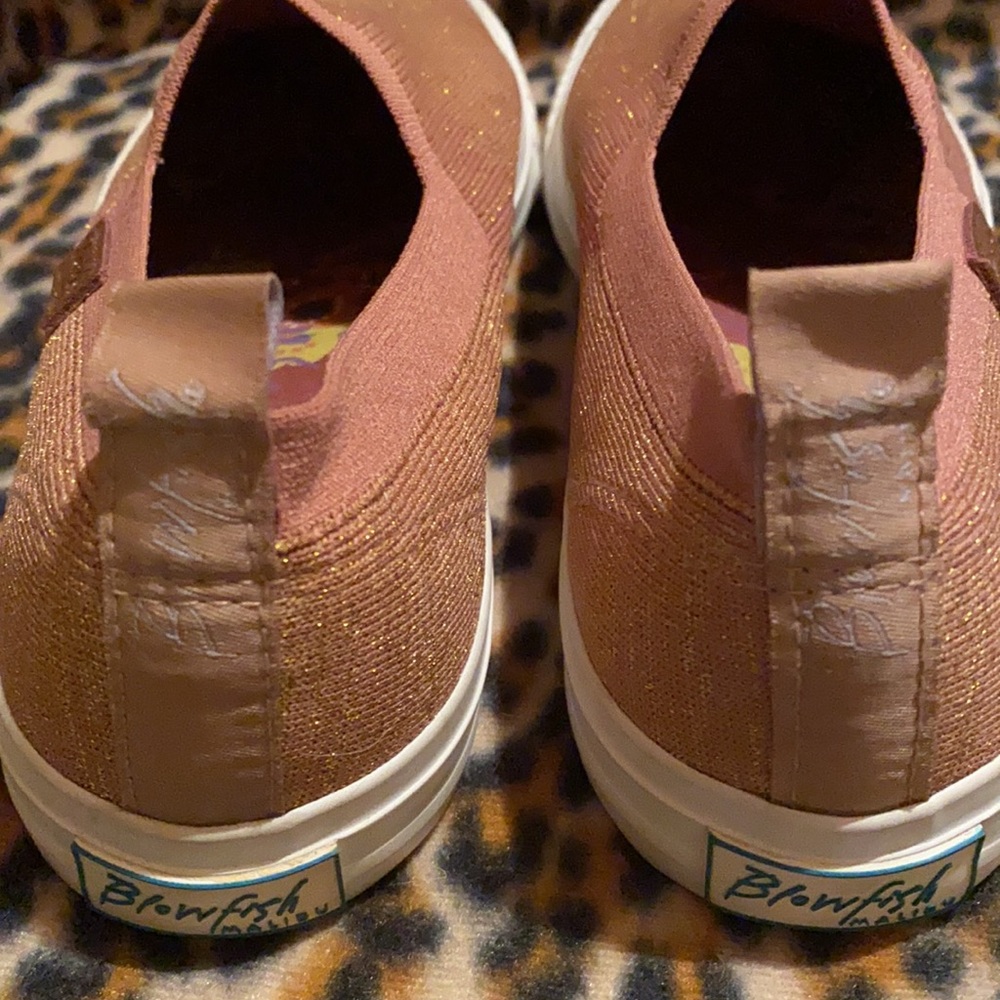 Blowfish Malibu Women’s Knit Glitter Slip On Sneakers Gold Mouve - Picture 6 of 16